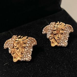 Versace Palazzo Dia Crystal Cufflinks in Gold